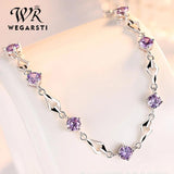 WEGARASTI Amethyst 925 Silver Wedding Bracelet for Women