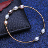 Pink Purple Pearl Bracelet 6mm Rice Pearl Bangle For Women Gift