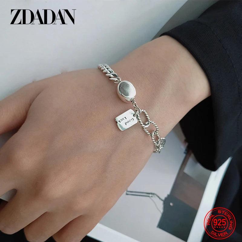 925 Silver Retro Bracelet Chain For Women Jewelry Gift