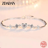 925 Silver Heart Zircon Bracelet Chain Women Wedding Gift