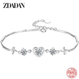 925 Silver Heart Zircon Bracelet Chain Women Wedding Gift