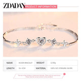925 Silver Heart Zircon Bracelet Chain Women Wedding Gift