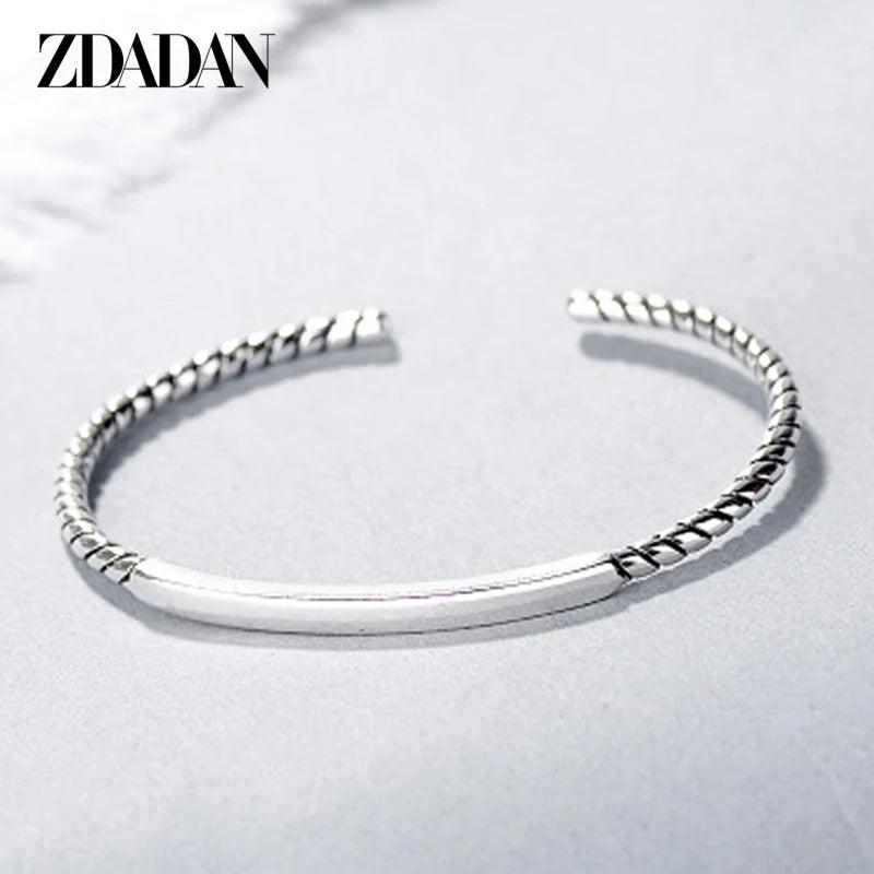 925 Silver Square Open Cuff Bracelet Wedding Jewelry