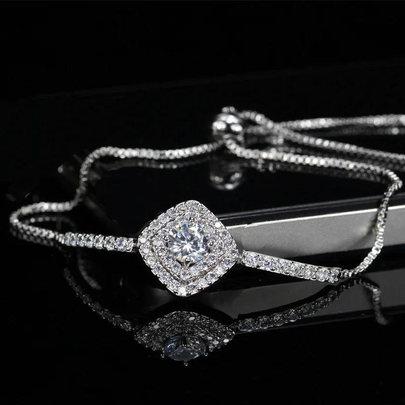 925 Sterling Silver Tennis Bracelet Bangle CZ Wedding Gift