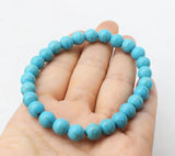Green Turquoise Round Bead Bracelet 7.5inch