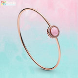 925 Silver Bracelet Sparkling Wishbone Heart Bangle Friendship Bangles