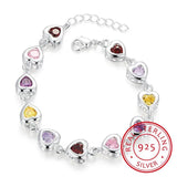 925 Silver Heart Zirconia Bracelet Engagement Party Christmas Gift