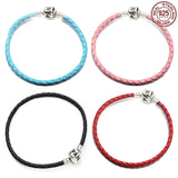 925 Sterling Silver Leather Bracelet with Bucket Clasp