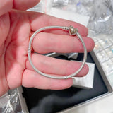 Mybeboa 925 Solid Silver Bracelet Golden Heart Clasp Snake Chain Women Jewelry