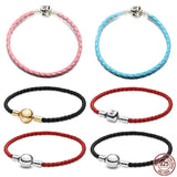 925 Sterling Silver Bucket Buckle Leathers Bracelet DIY Jewelry