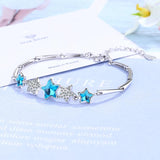 925 Silver CZ Crystal Pentagram Chain Bracelet Wedding Gift