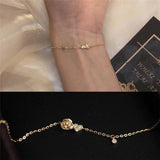 925 Silver 14k Plated Bracelet Women Zircon Heart Romantic Hand Jewelry Gift