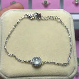 Silver Diamond Ice Chalcedony Egg Round Bracelet Charm