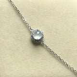 Silver Diamond Ice Chalcedony Egg Round Bracelet Charm