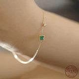 925 Silver Emerald Crystal Bracelet Light Temperament 14k Jewelry Gift
