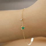925 Silver Emerald Crystal Bracelet Light Temperament 14k Jewelry Gift