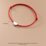 925 Silver Love Red Rope Bracelet Small Heart Hand Jewelry