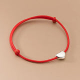925 Silver Love Red Rope Bracelet Small Heart Hand Jewelry