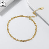 925 Silver Double Layer Bracelet with Chain for Women
