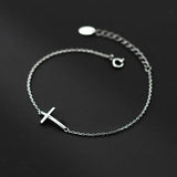 925 Silver Cross Bracelet, Personalized Hand Jewelry