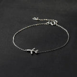 Sterling Silver Crystal Airplane Charm Bracelet Wedding Jewelry