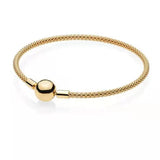 S925 Sterling Silver Rose Round Buckle Leather Woven Bracelet