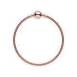S925 Sterling Silver Rose Round Buckle Leather Woven Bracelet
