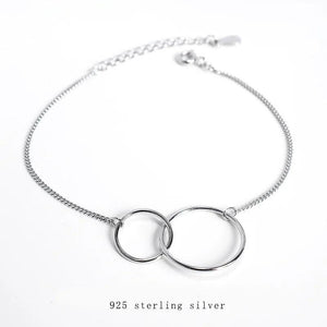 925 Silver Double Ring Geometric Bracelet Women Temperament Jewelry