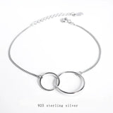925 Silver Double Ring Geometric Bracelet Women Temperament Jewelry