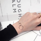 925 Silver Double Ring Geometric Bracelet Women Temperament Jewelry