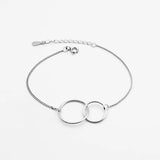 925 Silver Double Ring Geometric Bracelet Women Temperament Jewelry