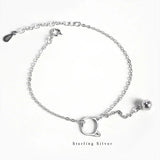 925 Sterling Silver Cat Bell Chain Bracelet Women Sweet Temperament