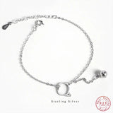 925 Sterling Silver Cat Bell Chain Bracelet Women Sweet Temperament