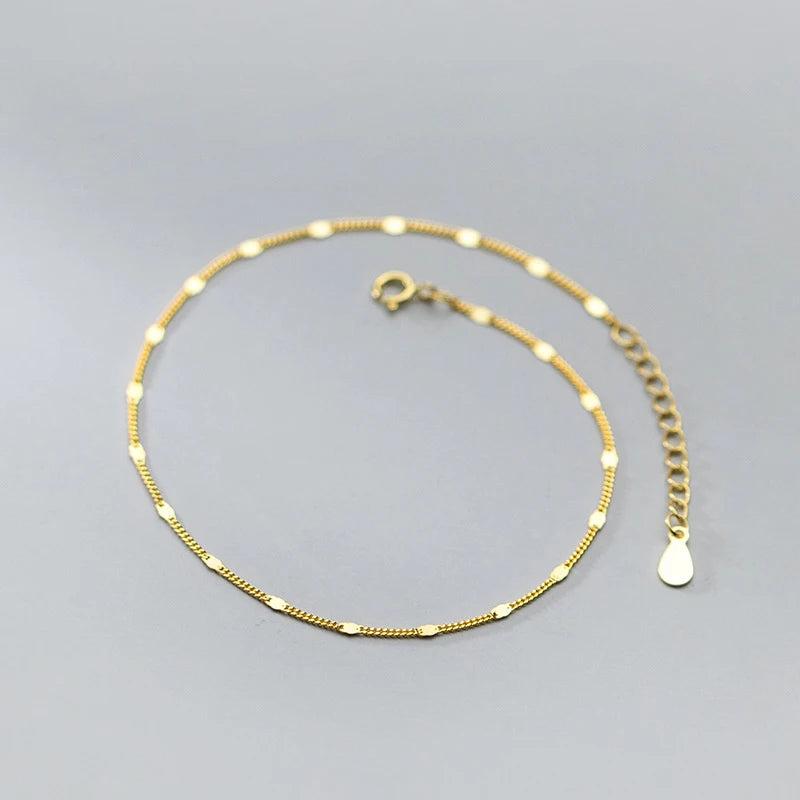 925 Sterling Silver Flakes Chain Anklet for Women
