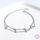 925 Silver Bohemian Crystal Double-Layer Bracelet Women Beach Surfing Jewelry