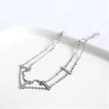 925 Silver Bohemian Crystal Double-Layer Bracelet Women Beach Surfing Jewelry