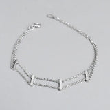 925 Silver Bohemian Crystal Double-Layer Bracelet Women Beach Surfing Jewelry
