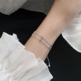 925 Silver Bohemian Crystal Double-Layer Bracelet Women Beach Surfing Jewelry