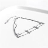 925 Silver Bohemian Crystal Double-Layer Bracelet Women Beach Surfing Jewelry