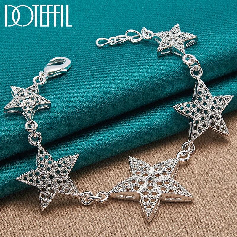 925 Silver Six Star Bracelet Wedding Charm Jewelry