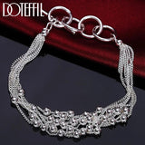 925 Silver Grape Beads 6-Line Bracelet Women Wedding Party Jewelry