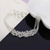 925 Silver Grape Beads 6-Line Bracelet Women Wedding Party Jewelry