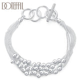 925 Silver Grape Beads 6-Line Bracelet Women Wedding Party Jewelry