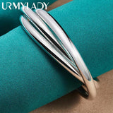 925 Silver Three Round Bangle Bracelet For Women