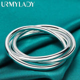 925 Silver Three Round Bangle Bracelet For Women