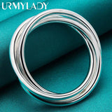 925 Silver Three Round Bangle Bracelet For Women
