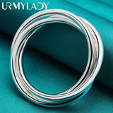 925 Silver Three Round Bangle Bracelet For Women