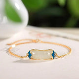 Enamel Porcelain Hetian Jade Gilt Bracelet for Ladies