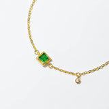925 Silver Green Square Zircon Chain Bracelet Bangle Charms Jewelry Gift