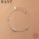 925 Silver Bowknot Charm Bracelet Romantic Butterfly Jewelry